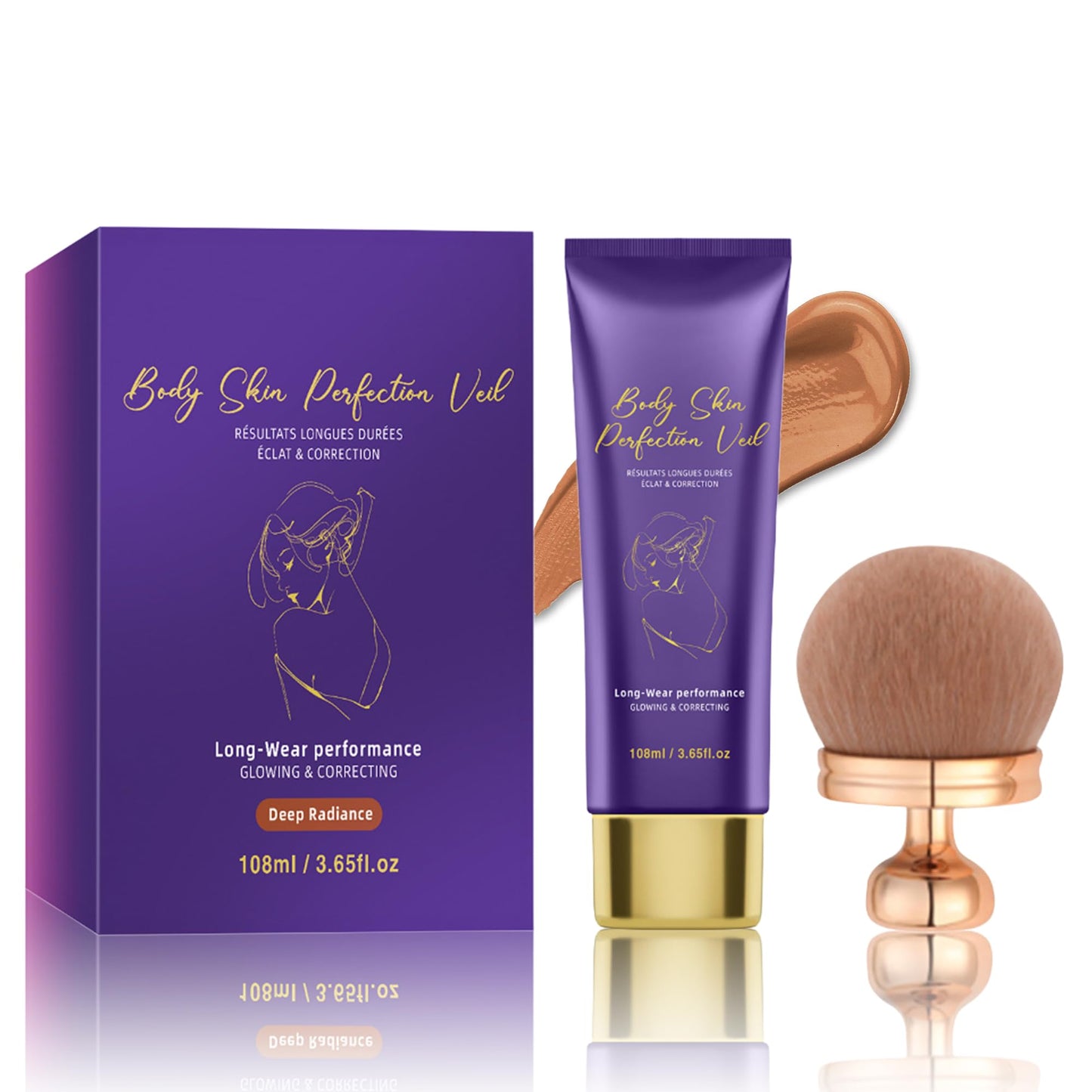 Body Coverage Perfector Waterproof - Hydrating Long-Lasting Concealer Cream with Makeup Brush, Tattoo Cover Up for All Skin Tones, Beauty Body Coverage Complexion Perfector (Deep Radiance)