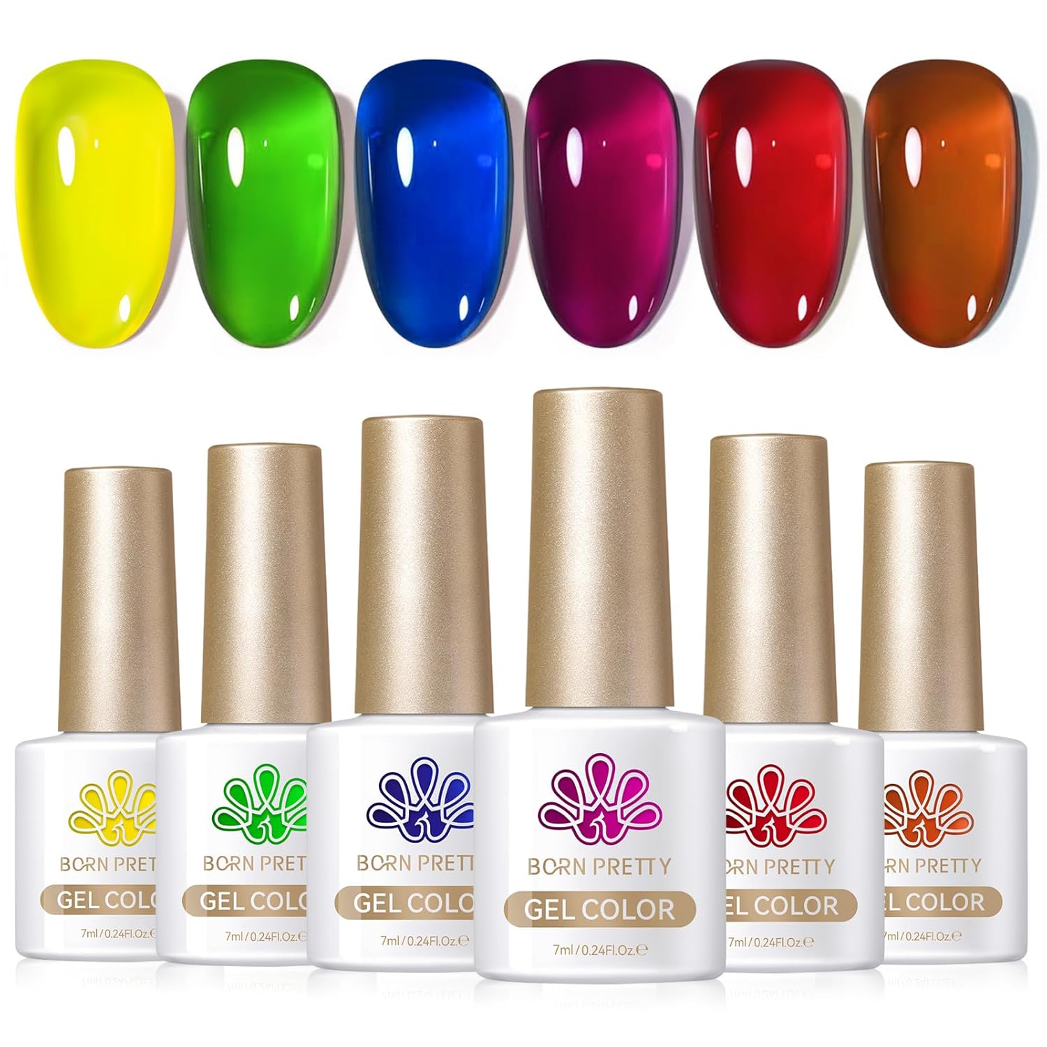 Born Pretty Neon Jelly Gel Nail Polish Set - Halloween Colors, Soak Off UV/LED for Salon & DIY