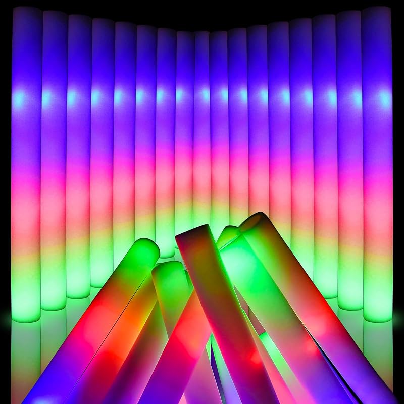 130 PCS LED Foam Glow Sticks Bulk with 3 Modes - Colorful Party Lights for Birthday, Wedding, Carnival & Concert (Variation: 130)