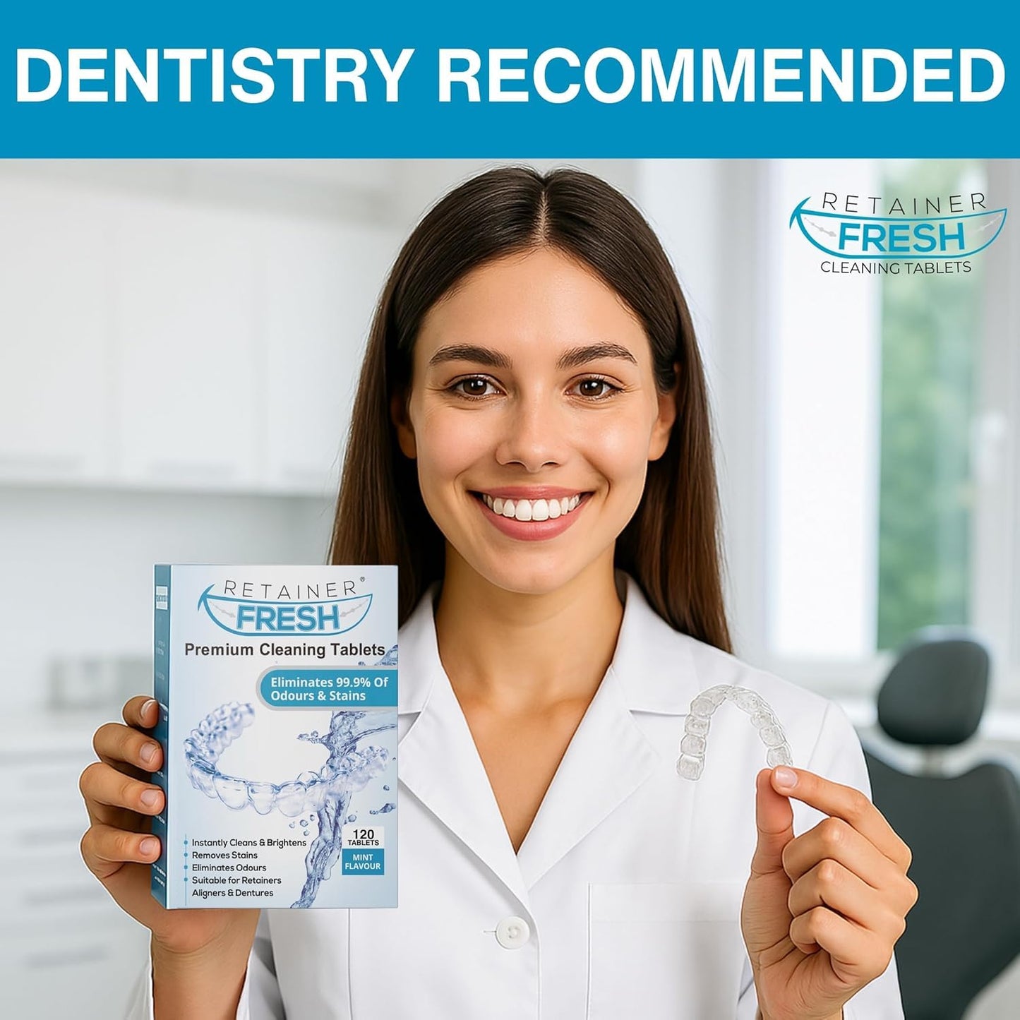 Retainer Cleaner Tablets - 120 Tablets 4 Month Retainer Fresh - Retainer Cleaning Tablets, Mouth Guard Cleaner, Denture Cleaner, Aligner Cleaner, Brite Retainer Tablets