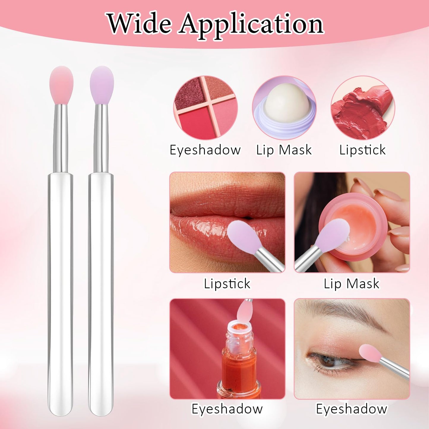 8 Pcs Retractable Lip Brush Set,Silicone Lip Scrubber Exfoliator Tool Soft Cleaning Double-Sided Mini Exfoliating Brush