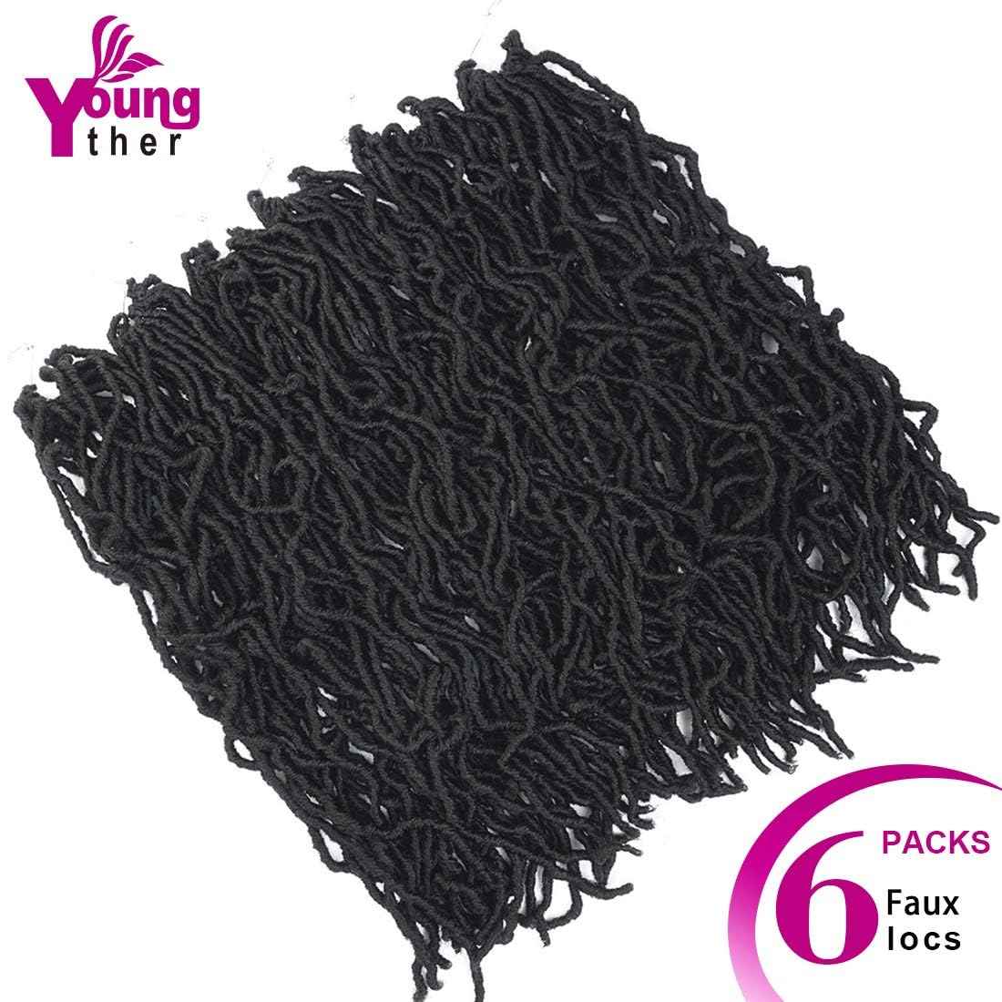 Youngther 24 Inch New Faux Locs Crochet Hair 6Pscks 84 stands Extensible New Goddess Soft Locs Crochet Hair Pre Looped Synthetic Crochet Braiding Hair for Black Women(24inch,6packs,1B)
