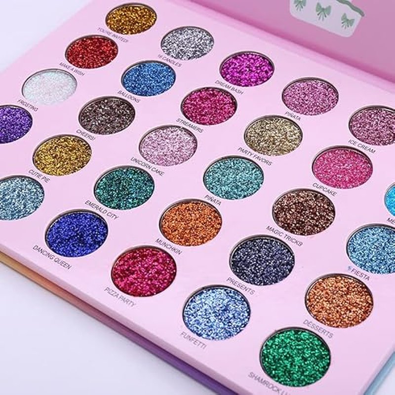 30 Colors Glitter Eyeshadow Makeup Palette Colorful Sparkly Eye Shadow Pallet + 1Pc Eyeshadow Brush Long Lasting Glitter Pressed Powder Palette