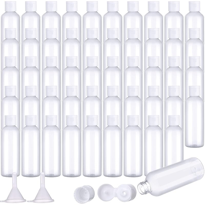 50 Pcs 3.4 oz Clear Travel Bottles with Flip Cap – Leakproof PET Containers