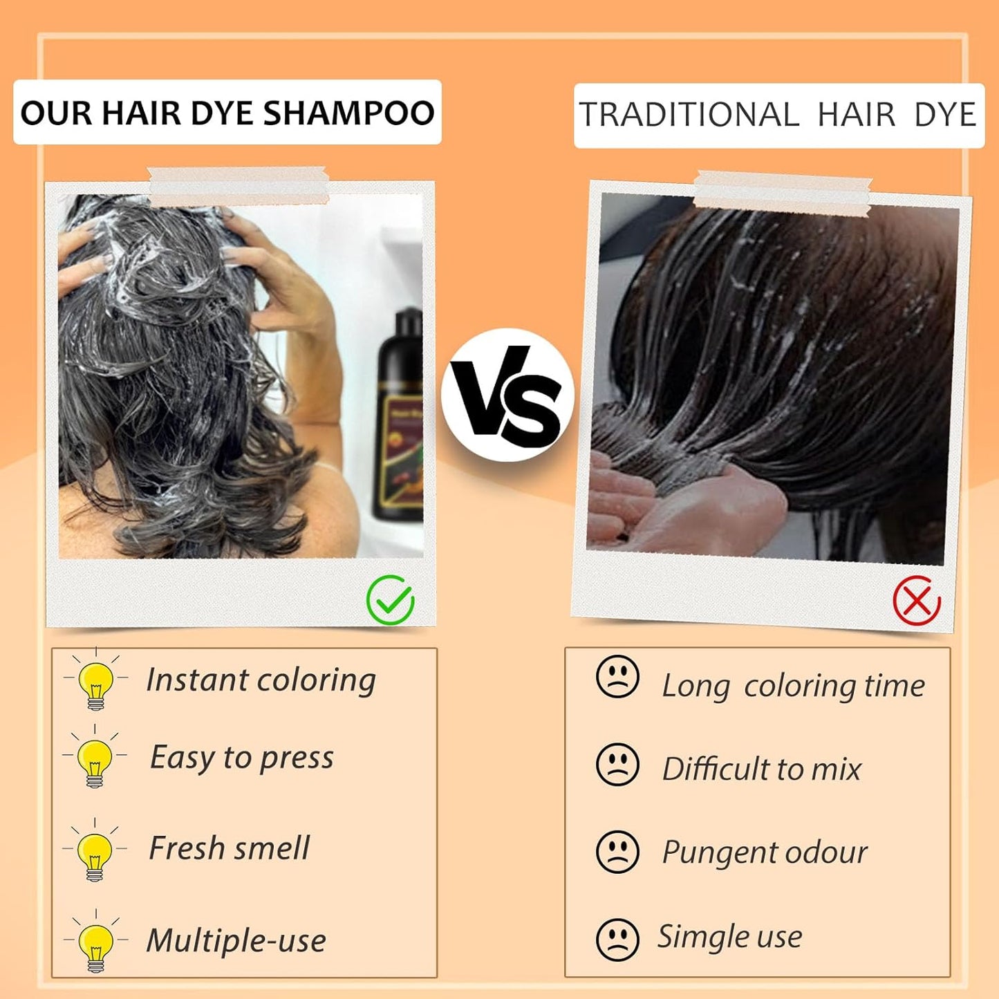 Natural Dark Coffee Hair Dye Shampoo 3-in-1 for Long-Lasting Gray Coverage - 16.9 Fl Oz