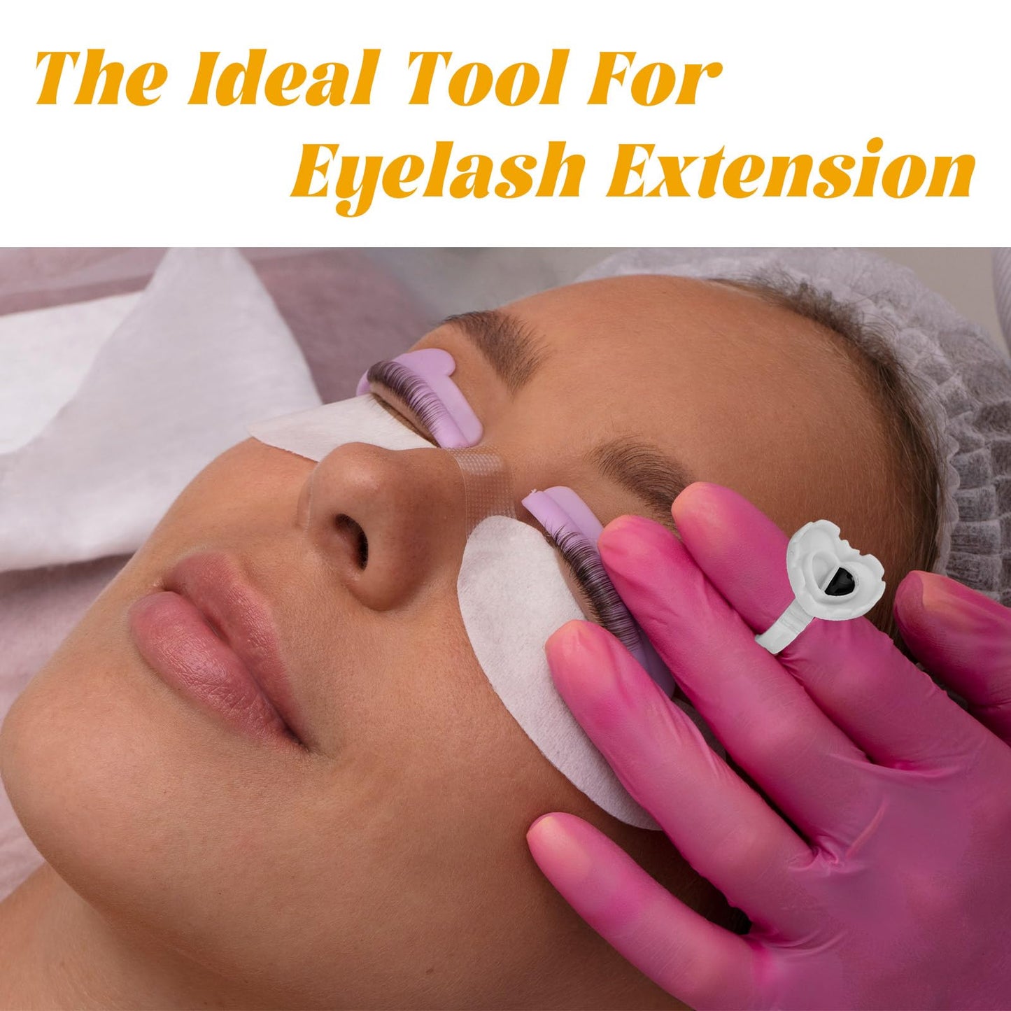 300PCS White Glue Rings for Eyelash Extension,Lovely Heart Shape Rings for Lashes,Disposable Lash Glue Holder for Lash Extension Makeup Plastic Nail Supplies (White-h, Heart - shaped)