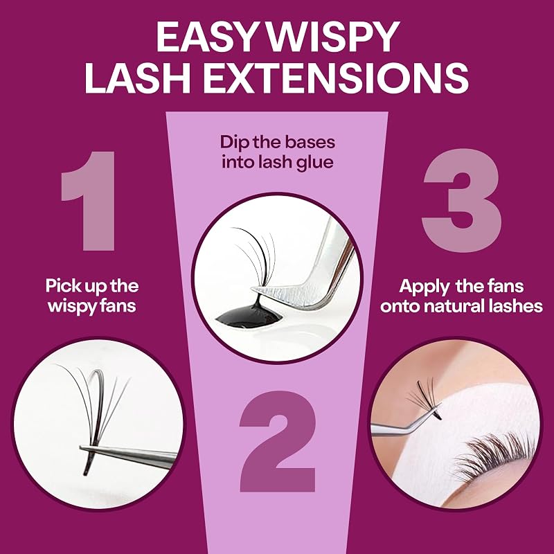 750 Wispy Premade Lash Fans 5D-9D 0.07mm C/C Curl - 3 Mixed Lengths, Glamgaze (Variation: 750 Fans 5D-0.07-C+9-10-11 mm)