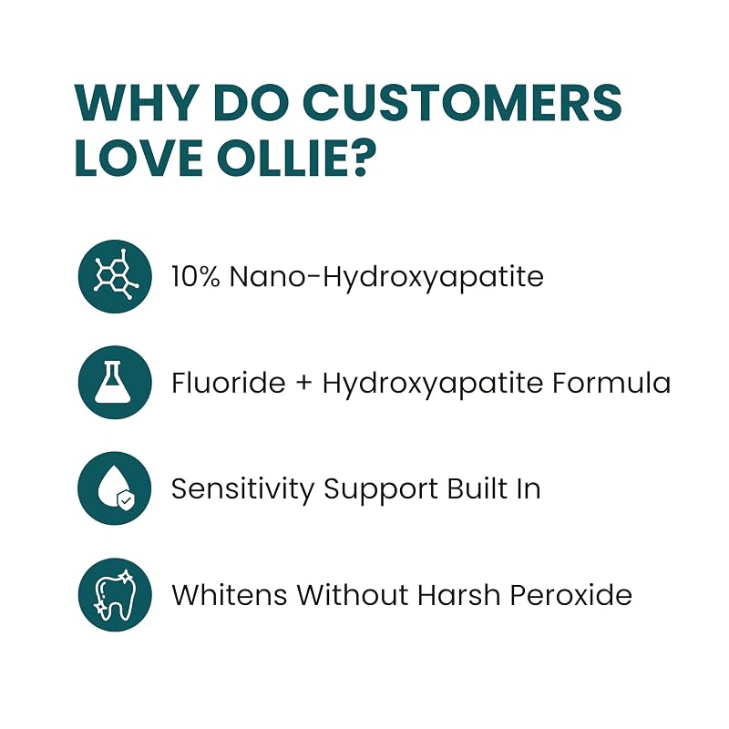 Ollie Arctic Mint Mouthwash 16 Fl Oz, 3% Nano Hydroxyapatite, Alcohol-Free
