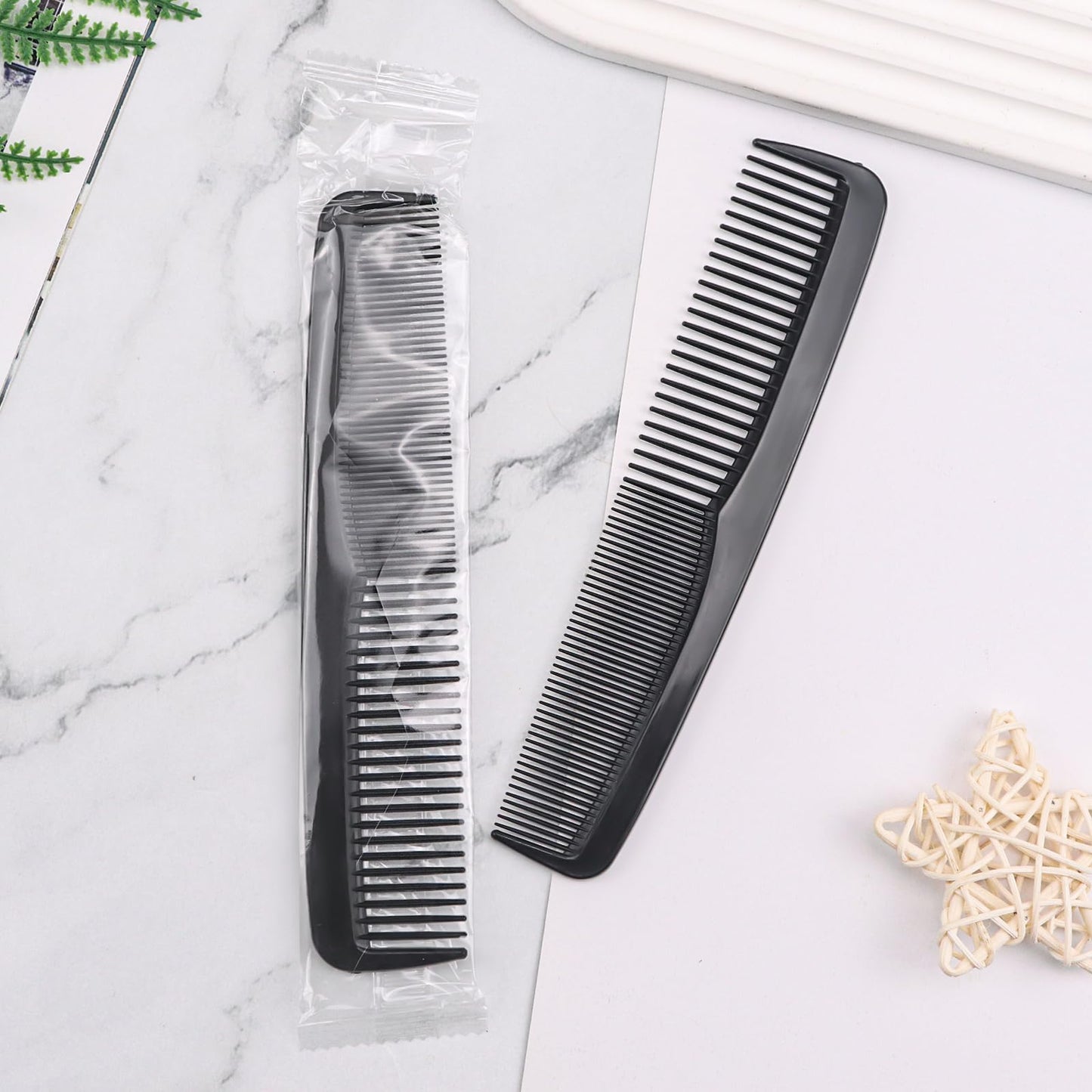Gisdo 100pcs Plastic Black Combs in Bulk, Individually Wrapped, Double Tooth Hair Pocket Comb, for Homeless, Charity, Hotel, Travel, Airbnb, Nursing Home, Shelter, Church Activities (100, Black)