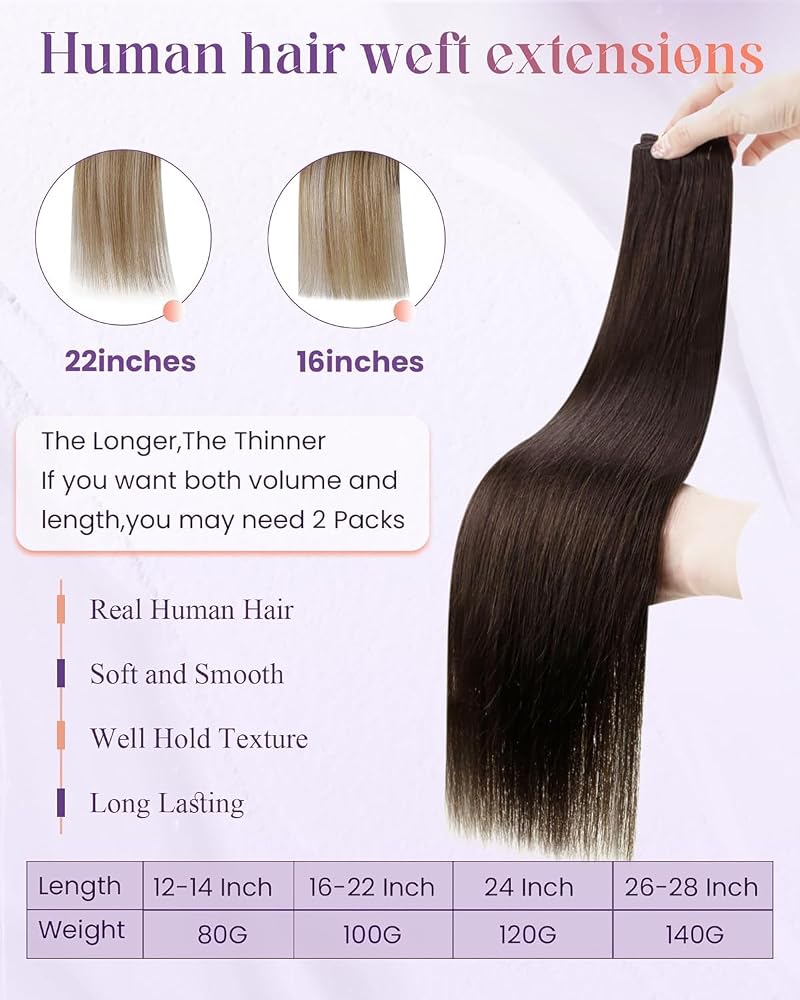 Dark Brown 12 Inch 80g Sew-in Hair Extensions Real Remy Human Hair - Variation 2 HW