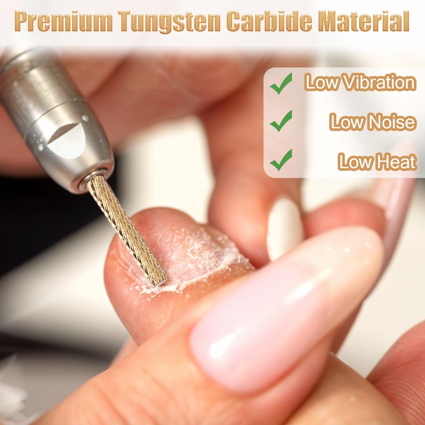 2 PCS Nail Drill Bits, Cuticle Clean Drill Bit, Carbide Drill Bits Remover Cuticle Bit for Cleans Dead, Suitable for Electric Nail File, Gold