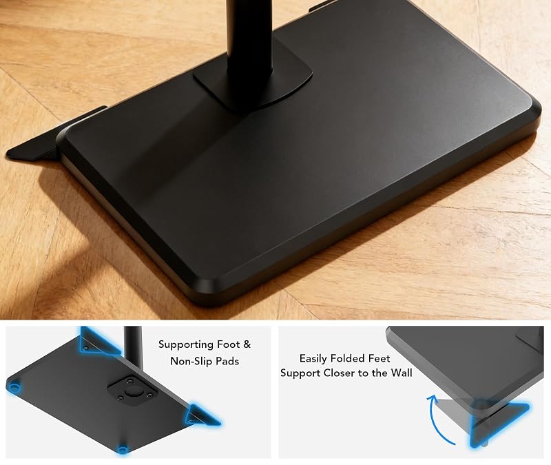 Floor TV Stand with Mount for 26-60 inch TVs Up to 77 lbs - Height Adjustable Swivel Tilt with Wood Base & Shelf, Black (Variation: Black+Floor TV Stand with Shelf)