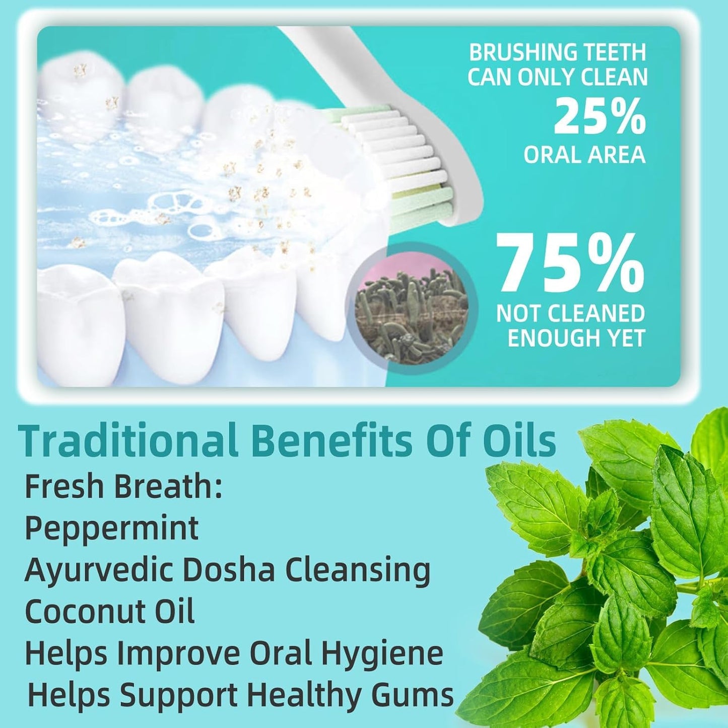 Coconut Oil Pulling for Fresh Breath and Oral Hygiene - Ayurvedic Expert Formulated | Supports Healthy Gums | Natural - Includes Tongue Scraper and Measuring Cup - 16 oz