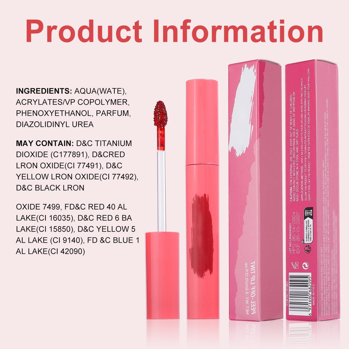 Ursoulney Peel Off Lip Liner - Lip Stain, Long-Lasting Moisturizing Waterproof Lip Stain Transfer-Proof with Matte Finish Stay on All Day (Rose, 1PCS)