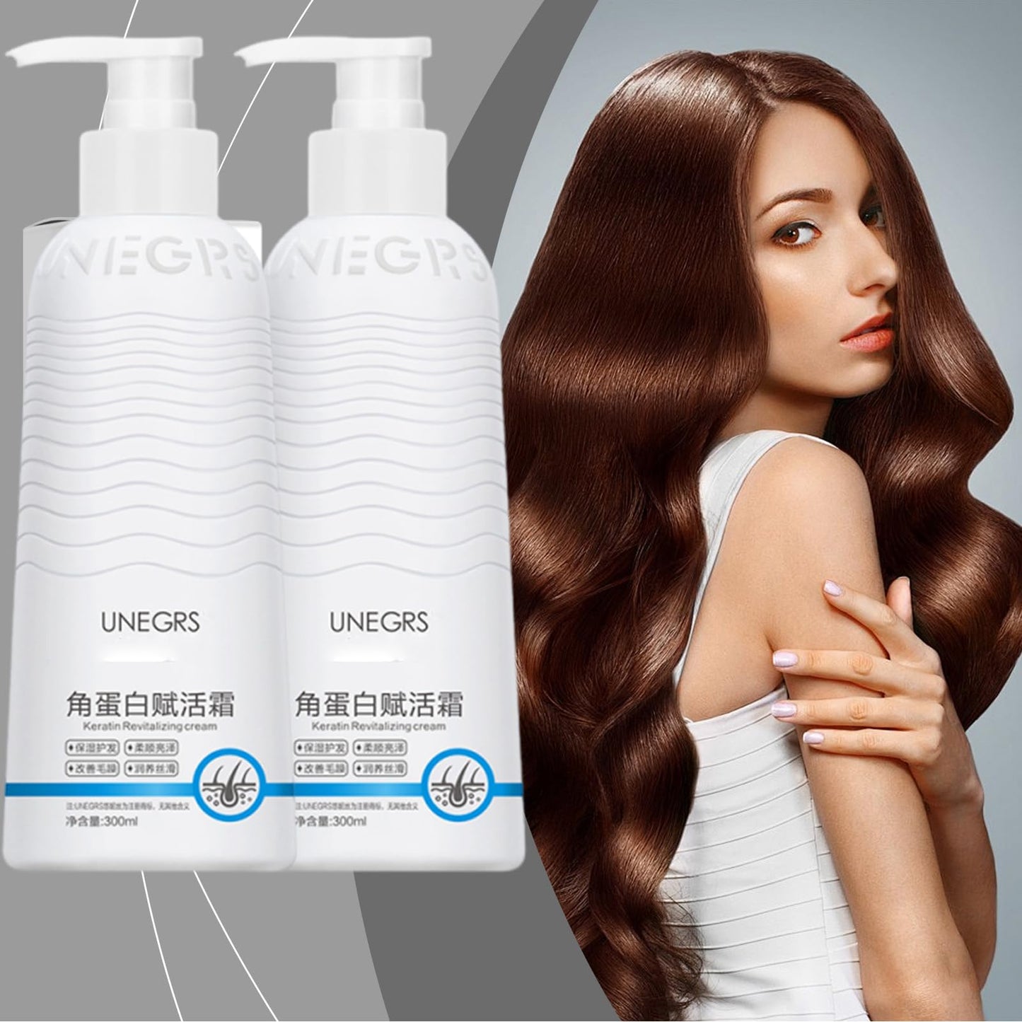 Keratin Revitalizing Cream, 10 Fl Oz Ungers Keratin Revitalizing Cream, Hair Smoothing Moisture Deep Conditioner, Hair Smoothing Leave-In Conditioner For Women (2pcs)