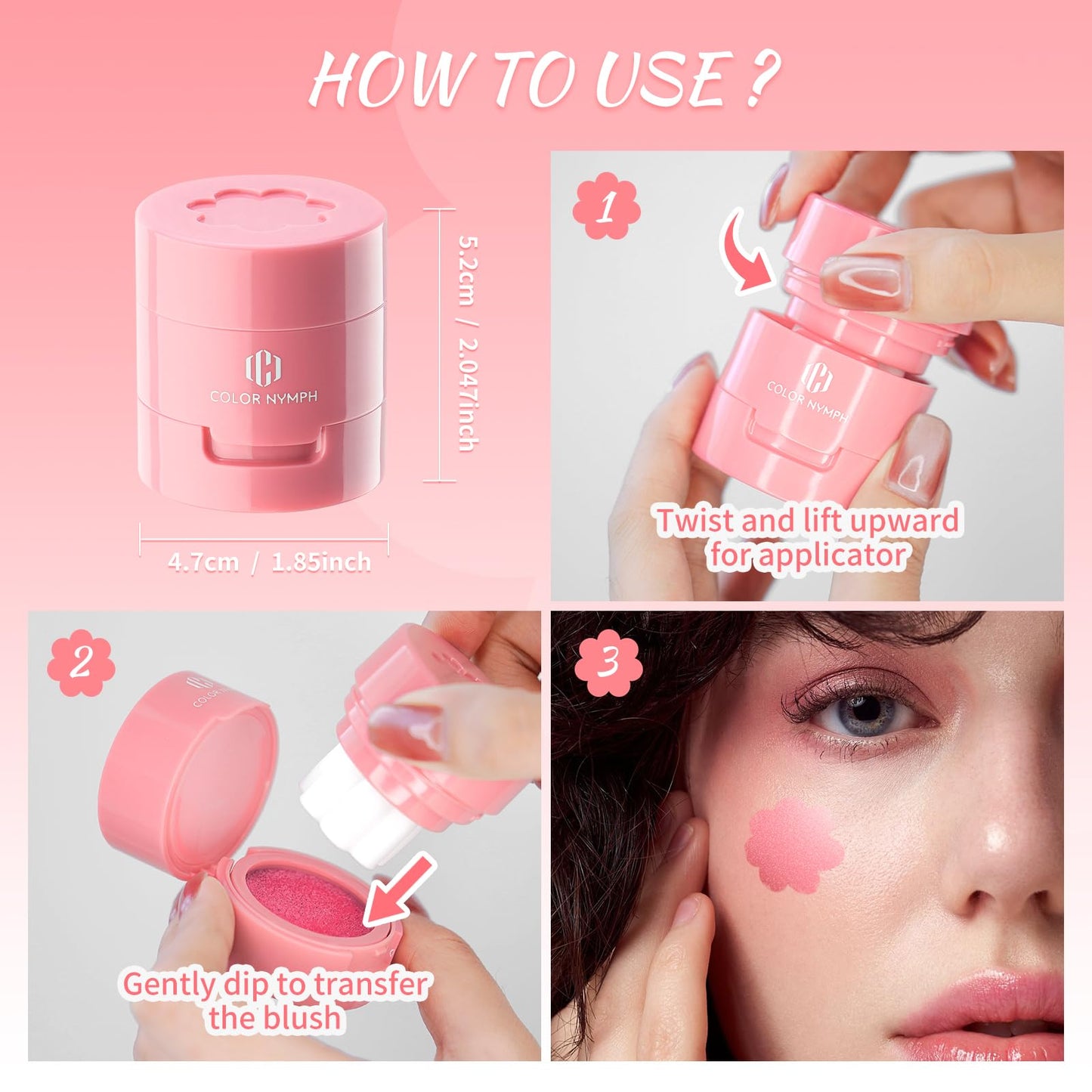 Color Nymph Liquid Stamp Blush, Multi-Use Face Blusher丨Makeup Blush for Eyes, Lips & Cheeks, Hydrating, Buildable & Long-lasting Formula, Vegan & Cruelty-free (Misty Rose)