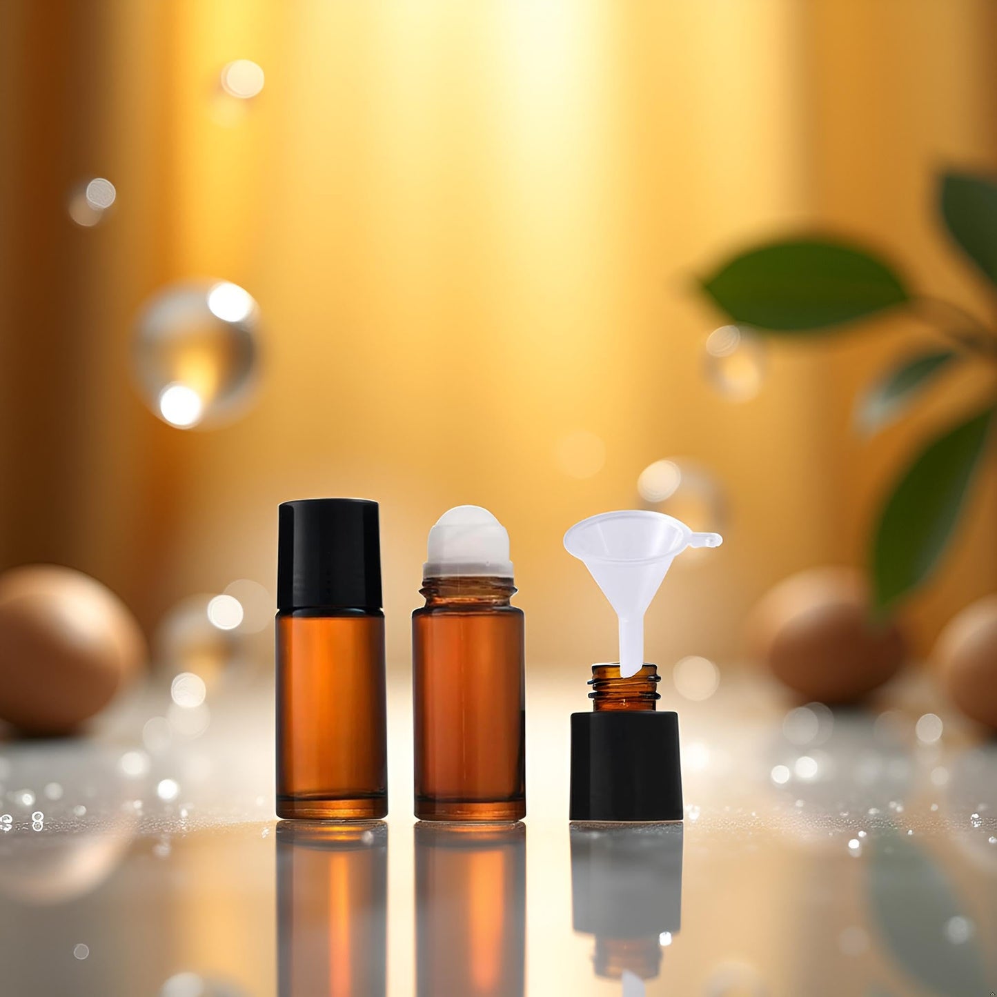 Qintreesify 2Pcs Brown Glass Essential Oil Roller Bottles Refillable Roll on Bottles Empty Deodorant Bottle Containers Rollerball Beauty Personal Care Fragrance Cosmetics Tools (50ML)