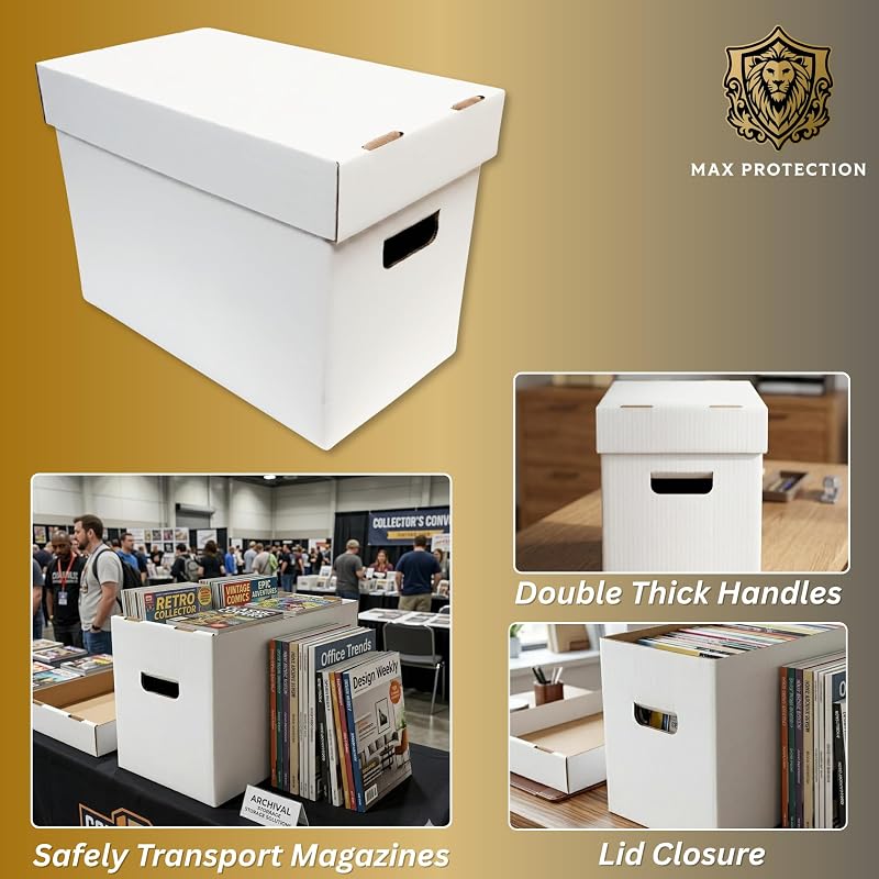 Max Protection Magazine Storage Boxes with Lids - Heavy Duty 10 Pack