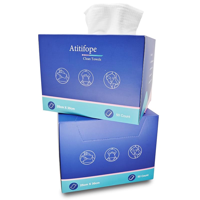 Disposable Face Towels Makeup Remover Wipes 100 Count (2 Boxes) – Soft, Thick Hygienic Cloths