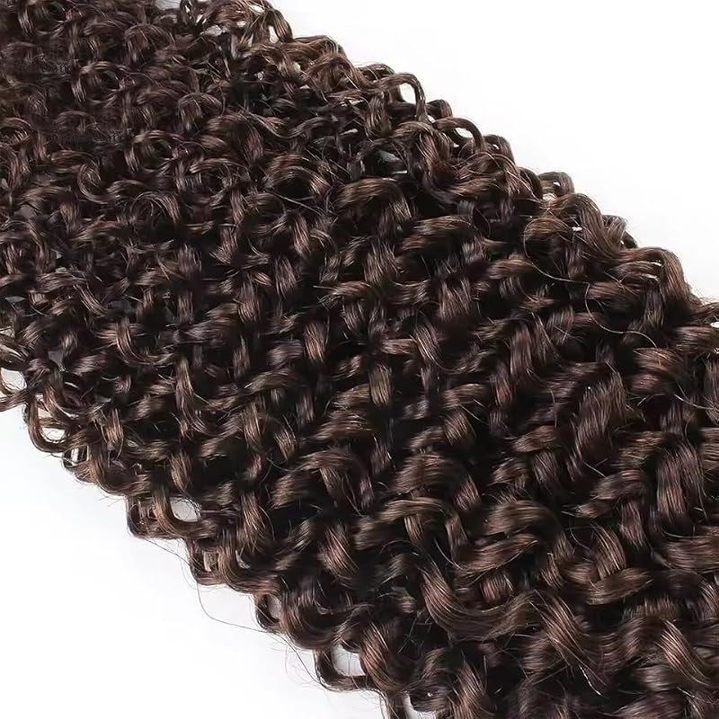 Brown Human Braiding Hair Extensions 18 Inch 3 Bundles Deep Wave Virgin Hair