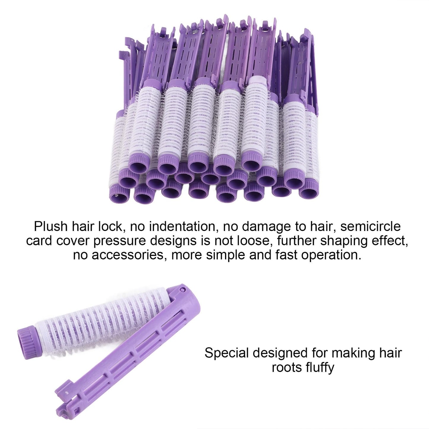 Versatile Perm Rods for Fluffy Curls - 20pcs Pink Hair Rollers with Easy Clamp/Holder Design for SalonQuality Hair Styling (Purple)