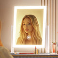 Gvnkvn 15.2 x 13 in Lighted Makeup Mirror with 10X Magnifier - White