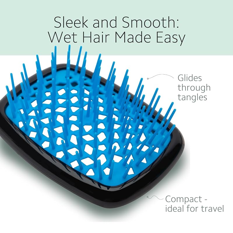 AirWave AM Shower Brush (Black) – Travel Hair Brush with Glue-Free Carbon Fiber Bristles - Ibiza Hair Variation: AirWave FM Black