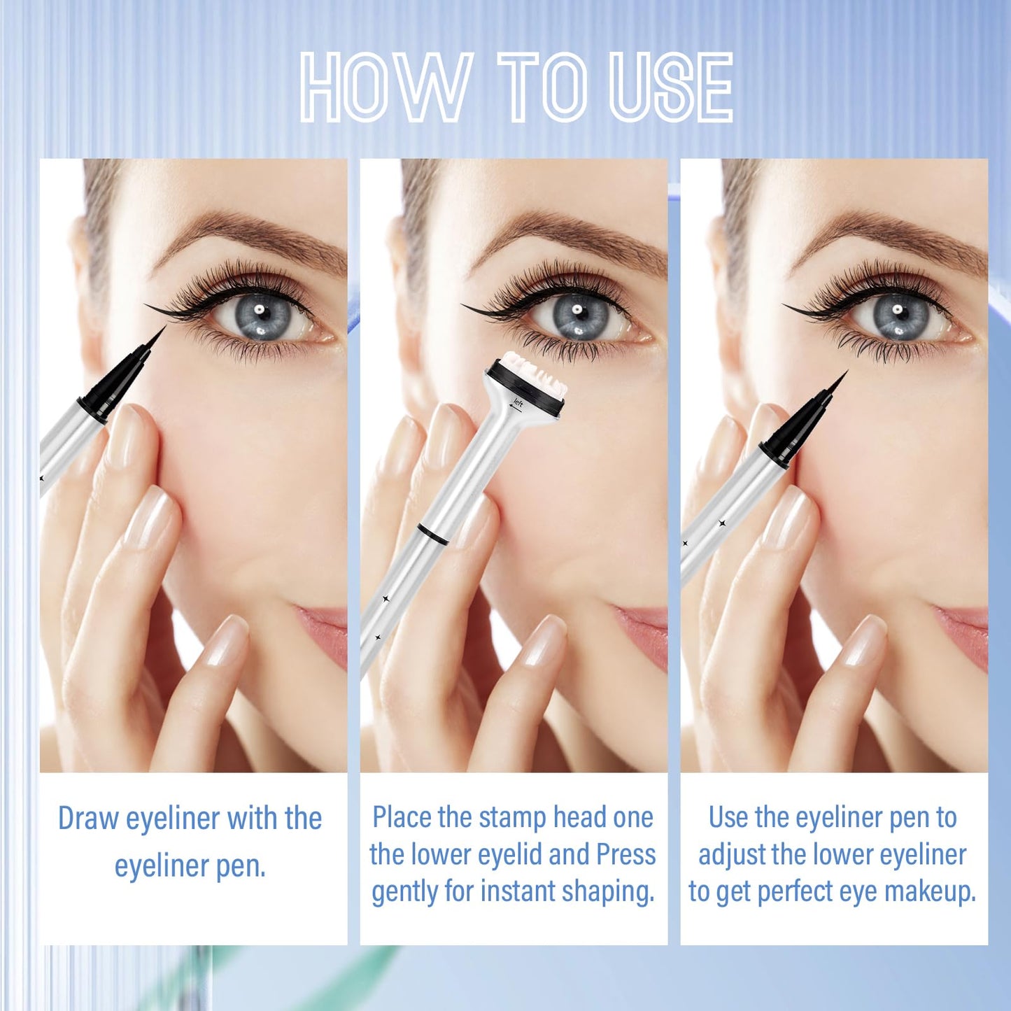 GEMERRY Lower Lashes Stamp Waterproof & Long Lasting 2 in 1 Bottom Eyelash Stamps Kit With Ink(Black)