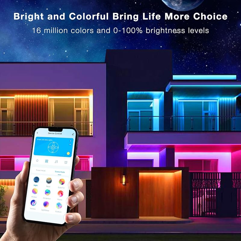 Outdoor LED Strip Lights 200ft IP67 Waterproof with App Control & Music Sync (DAYBETTER) - RGB Color Changing
