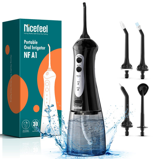 Nicefeel Cordless Water Dental Flosser – 300ML BPA-Free Portable Oral Irrigator, 3 Cleaning Modes, Fast Charge, IPX7 Waterproof for Teeth, Gums & Tonsil Stones – Home & Travel Use