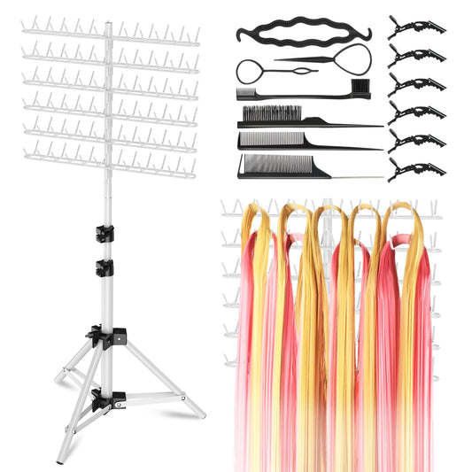 OFUSUY 144 Pegs Braiding Hair Rack, Height Adjustable Braiding Hairstand, 2-sides Hair Rack for Braiding Hair Braiding Rack Stand for hair with Stylist Hair Braiding Tools