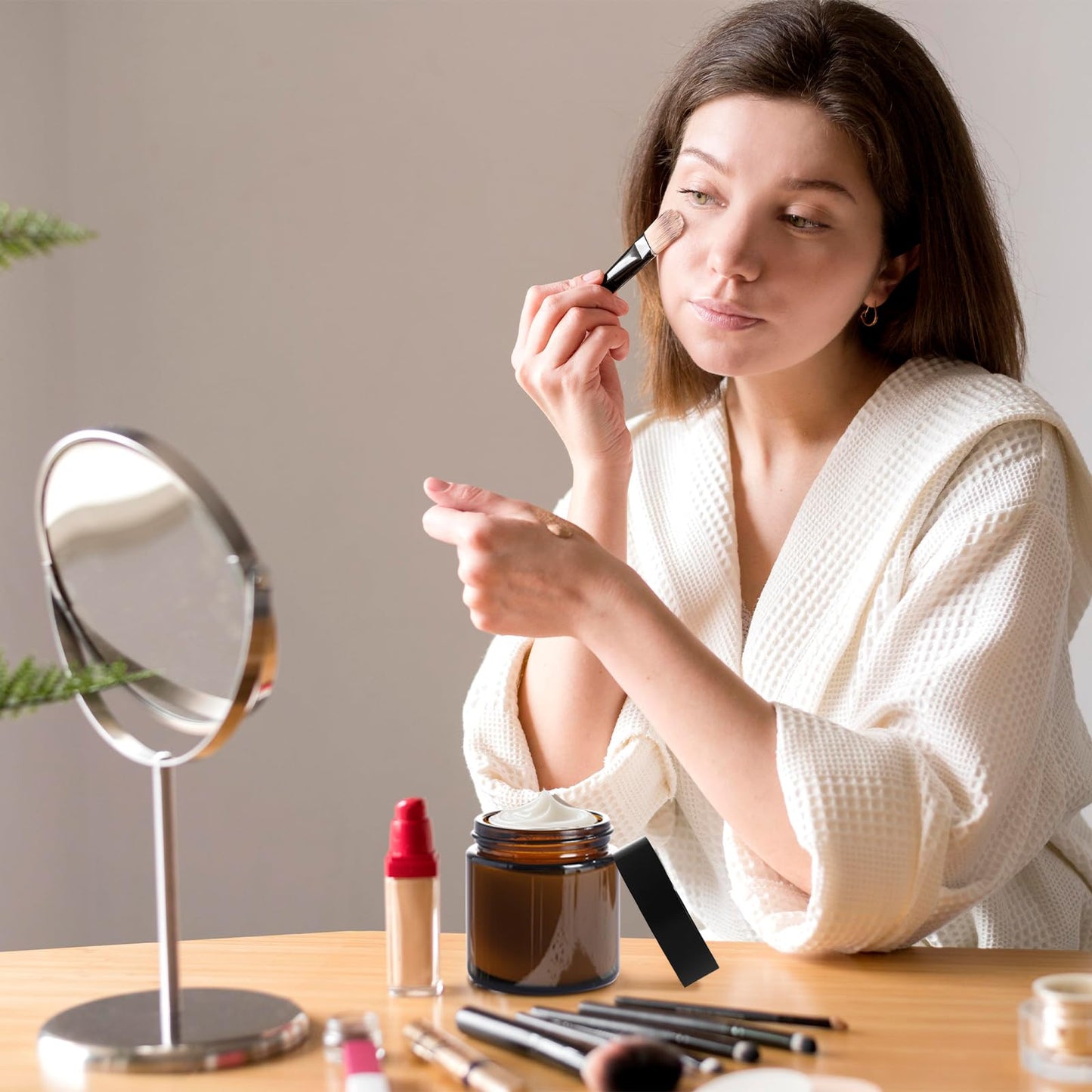 Jarsoph 2OZ Amber Glass Jars with lids, 36 Pack Empty Cosmetic Jars, Refillable Airtight Wide Mouth Container for DIY, Sample, Cream, Lotion, Candle Making, Powder, Cosmetic