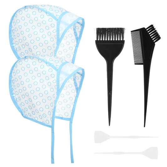6 PCS Highlights Hair Color Kit, With 2 Coloring Caps, 2 Spatula With Crochet Hook, 2 Dye Brush, Hair Highlighting Kit Styling Tools for Salon & DIY Dyeing