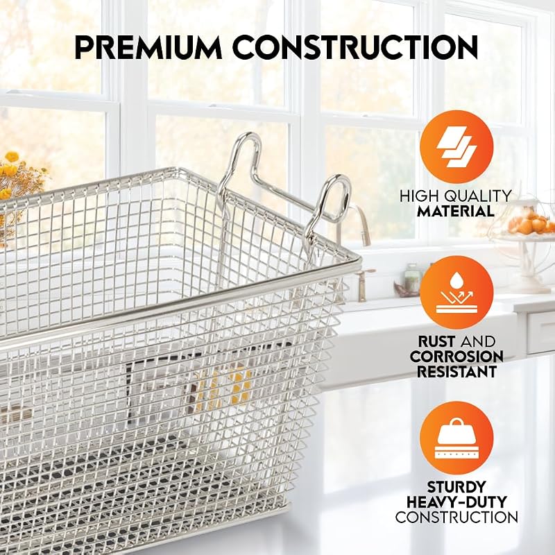Commercial Deep Fryer Basket 4-Pack with Long Handle - 13.25 x 6.5 x 5.9 in