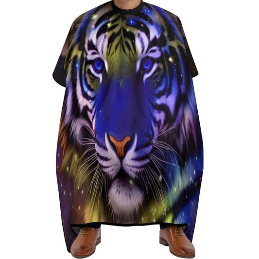 Full Coverage Hair Styling Cape - Mystic Fantasy Galaxy Sky Fantasy Wild Animals Tiger Art Professional Hair Cutting Apron Haircuting Salon Cape Gown for Barbers