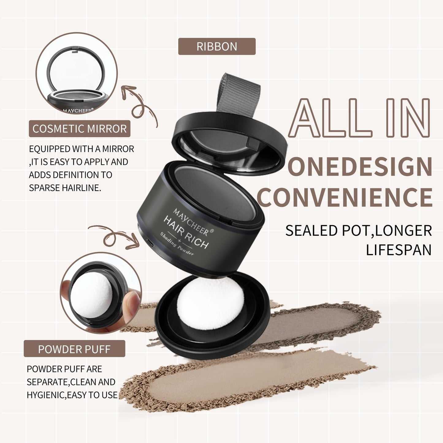 Alluria Waterproof Hairline Powder - Hair Rich Shading Powder for Women, Maycheer Hair Shadow, 30 Colors Magic Root Cover Up (Chocolate 14)