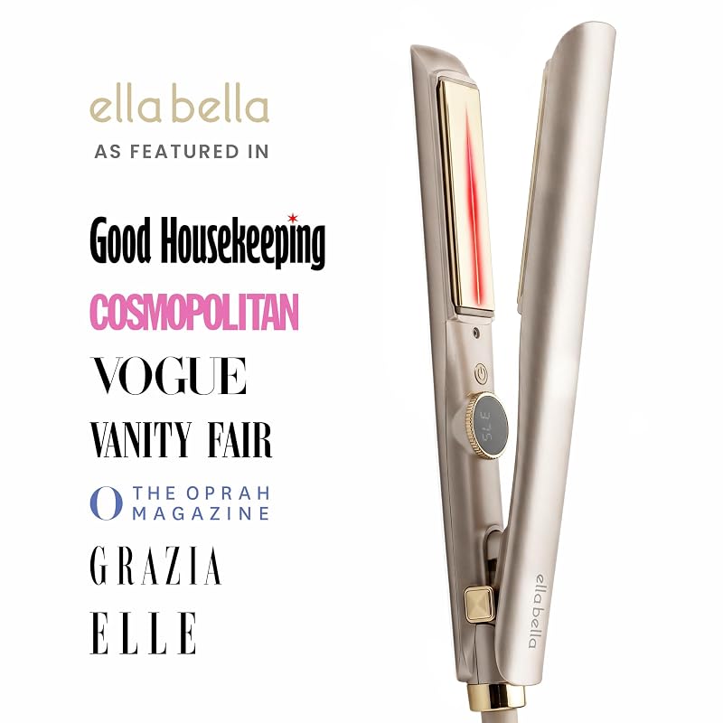 Champagne ELLA BELLA Slimline Infrared 2-in-1 Hair Straightener & Curling Iron - Titanium Plates