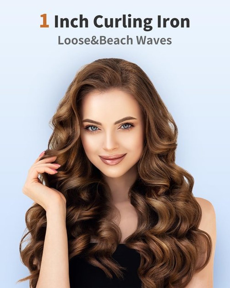 1 Inch Curling Wand Long Barrel, Hair Curling Iron Wand Ceramic for Short&Long Hair, Dual Voltage|10 Adjustable Temp