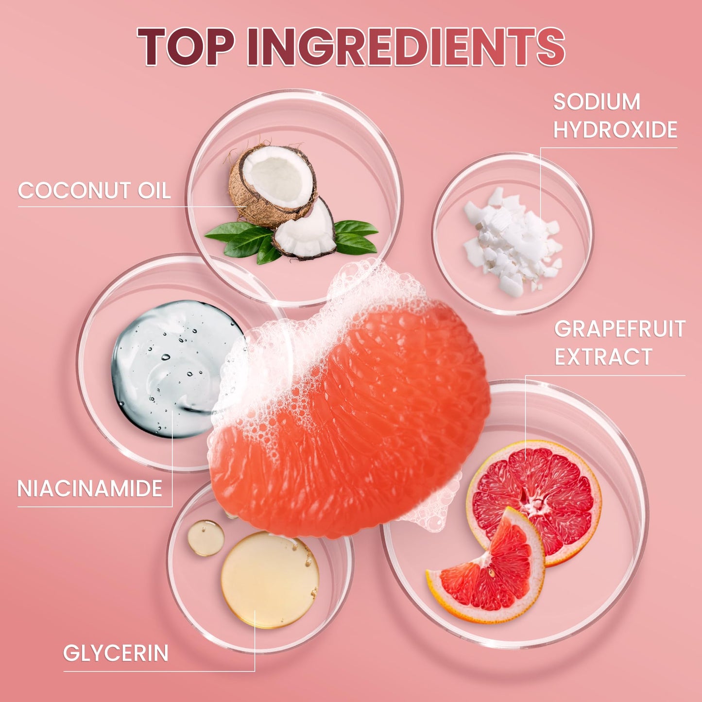 ABERA Grapefruit Soap Bar – Fruit-Shaped Decorative Soap for Bathroom Décor or Spa Vibes – Citrus Scent Moisturizing Vegan Body Cleanser, Unique Hand Soap Gift Set, 2 Pack (4.6 oz Total)