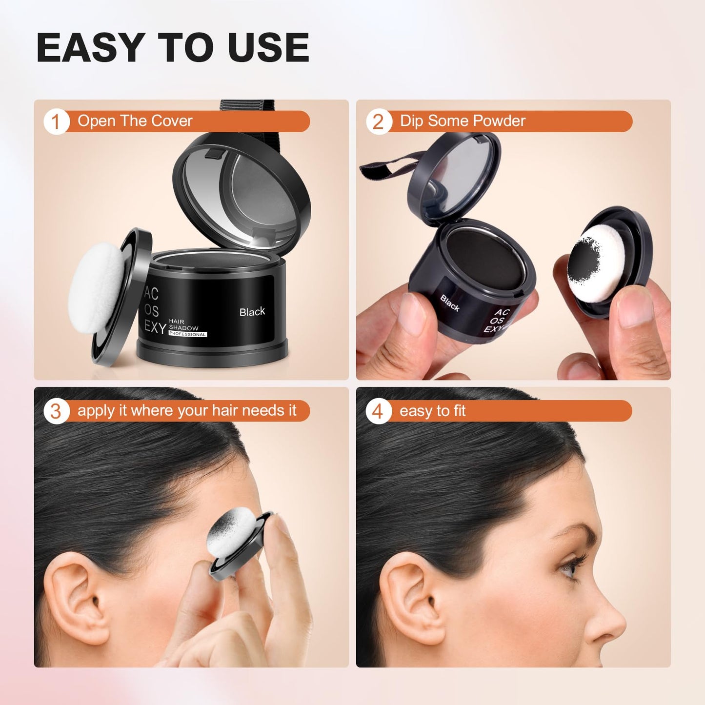 Acosexy Root Touch Up Powder, Hairline Shadow Concealer for Women's Eyebrows and Men's Beard Lines, Covers Bald Spots (Medium Brown)