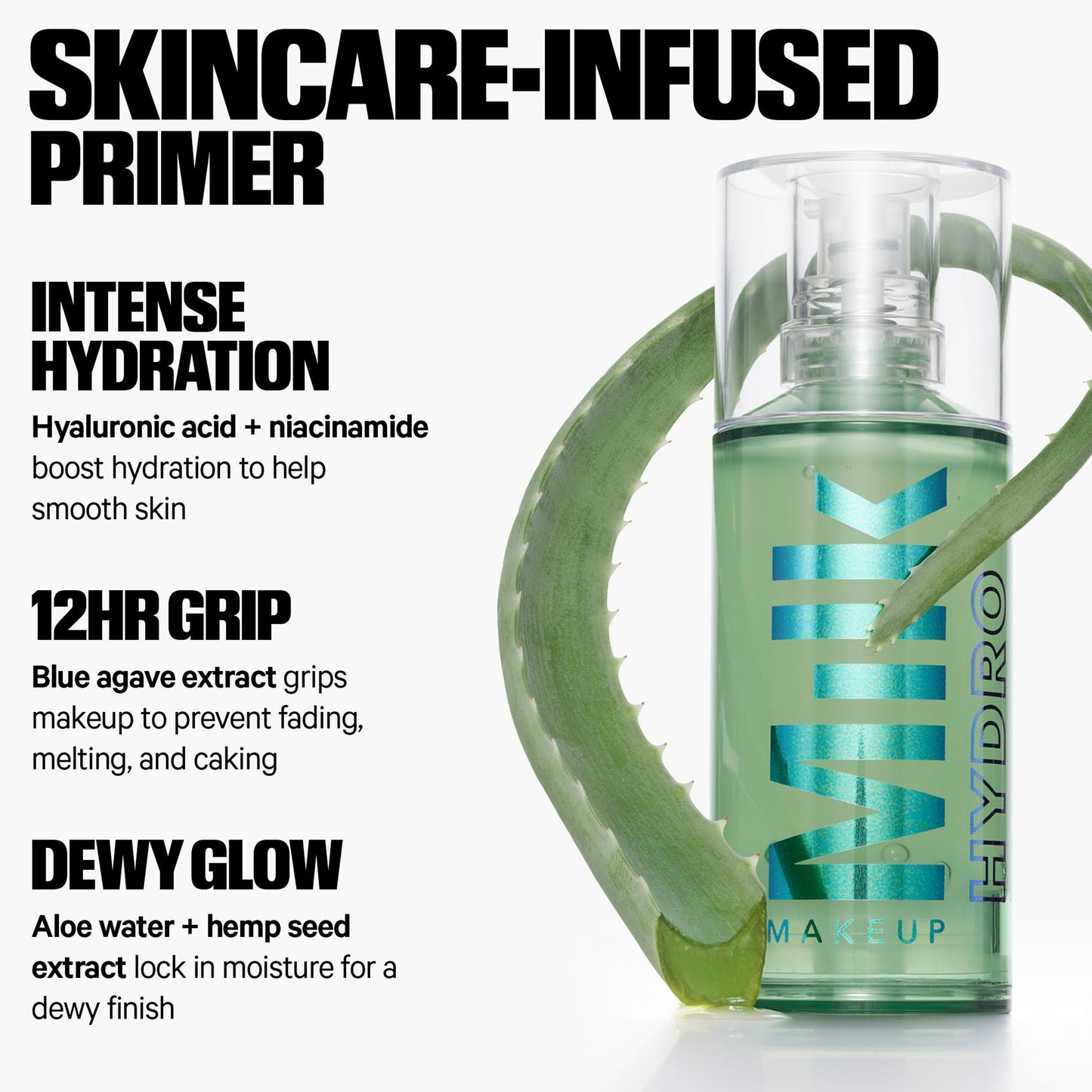 Milk Makeup Hydro Grip Primer with Hyaluronic Acid + Niacinamide – Hydrating Face Primer Grips Makeup for Up to 12 Hours – Silicone-Free, Lightweight Gel with Dewy Finish – 1.52 oz