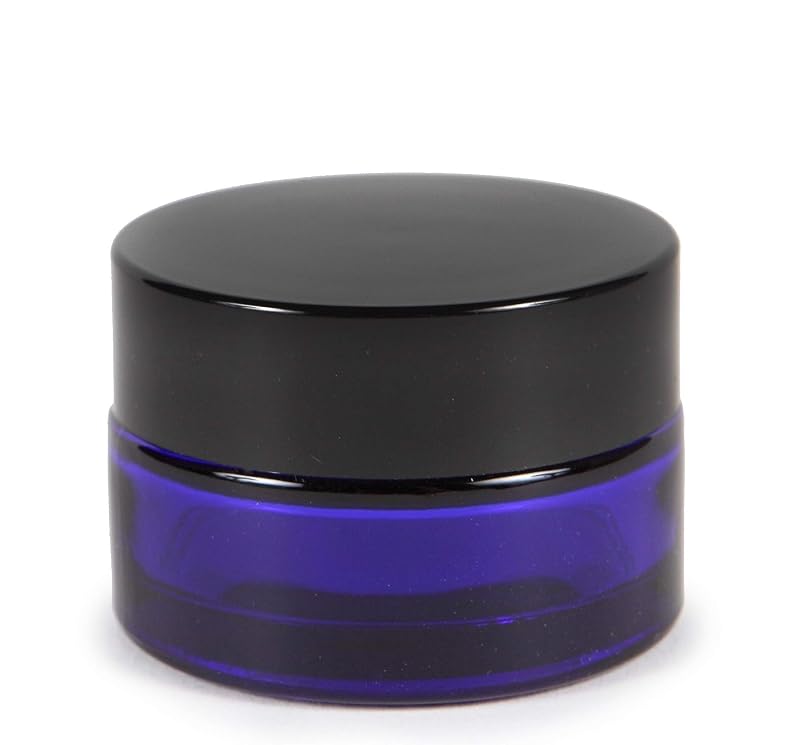2-Pack 15 ml Cobalt Blue Glass Jars with Inner Liners and Dome Lids – 0.5 Ounces Each