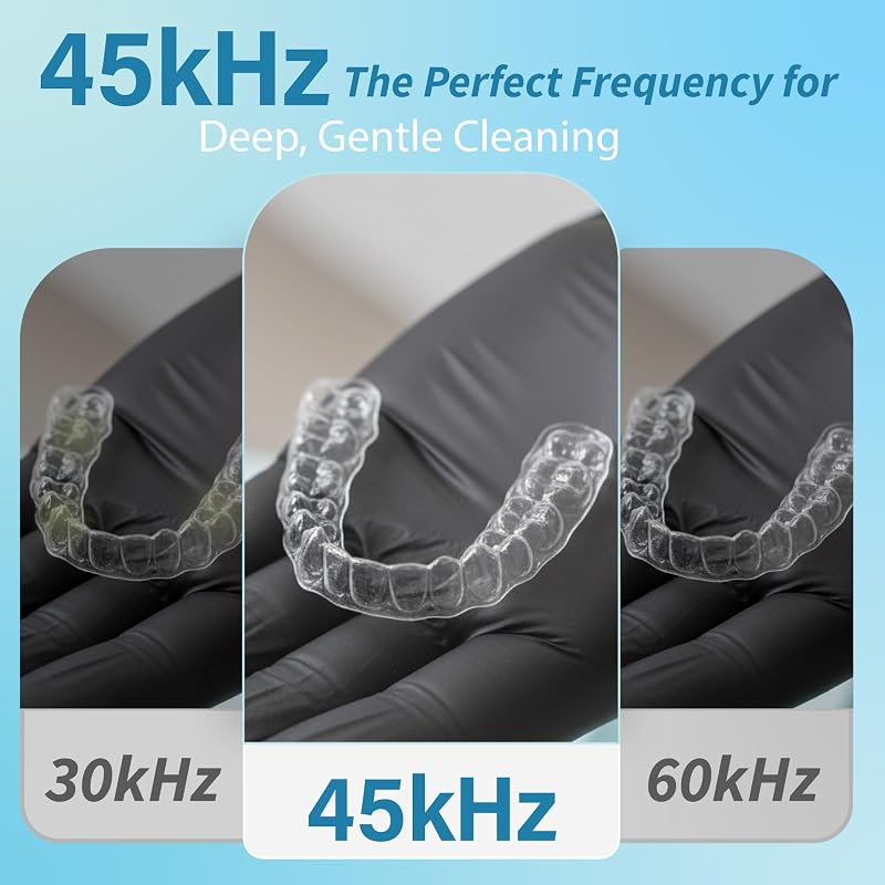 Ultrasonic Retainer Cleaner Machine 45kHz with 220ml Stainless Tank & Digital Timer