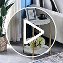 Gold Round End Table with Faux Marble Top - 2-Tier Modern Side Table