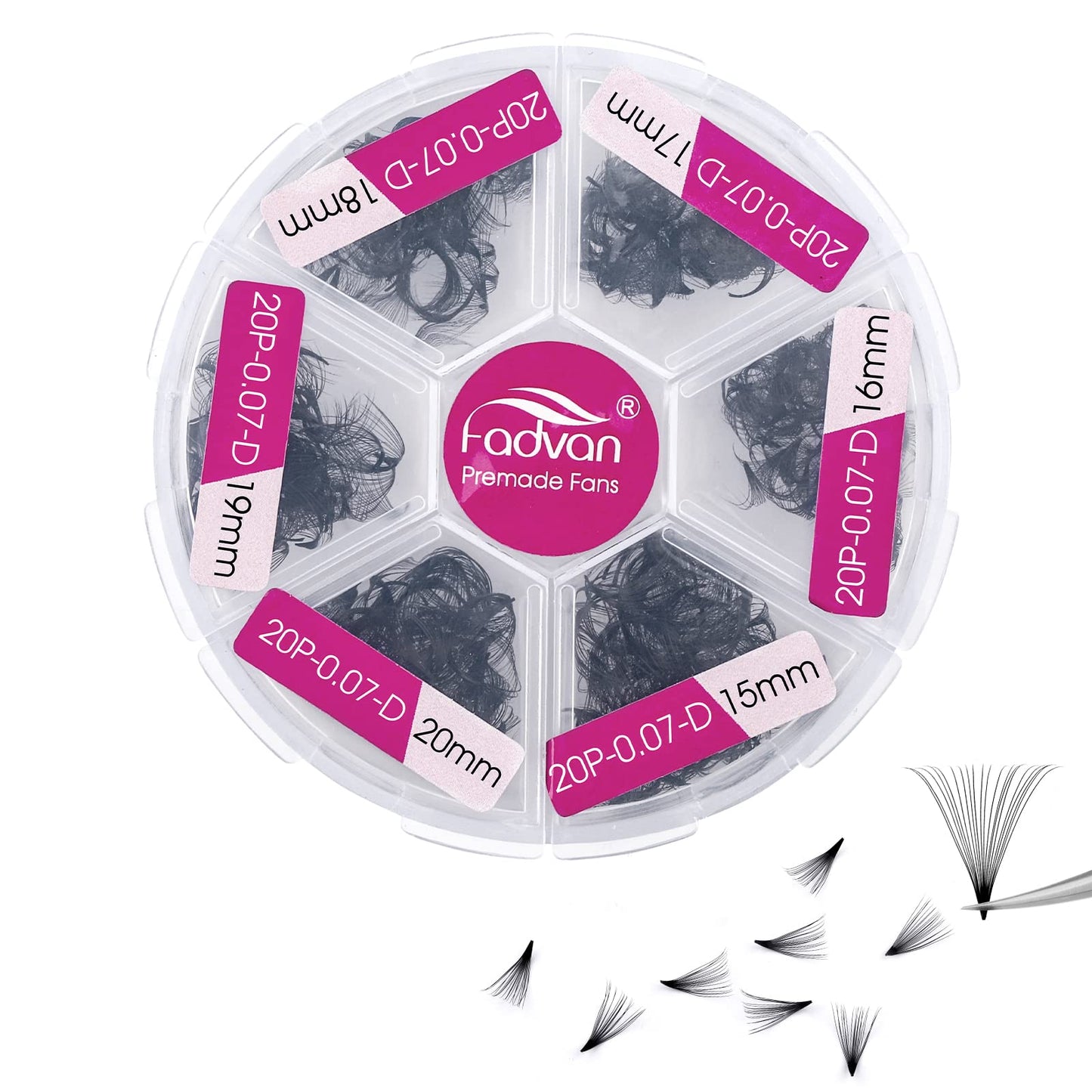 600 Premade Fans Eyelash Extensions Mixed Tray 15-20mm 20D Handmade Volume Eyelashes 0.07 Thickness Premade Lash Extensions Fans (20D-0.07D,15-20mm)