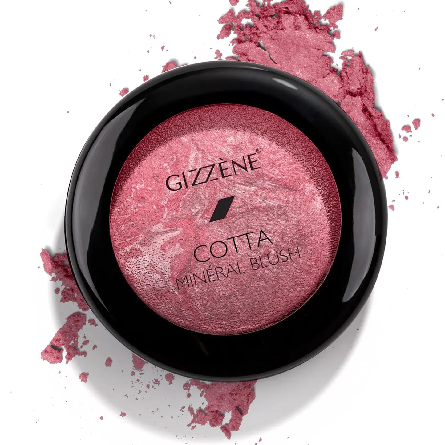Gizzene Mineral Blush Powder – Medium Coverage Terracotta Blush for Cheeks & Face with High Pigments for Shiny, Healthy Natural Finish – Buildable, Sweat Proof Makeup Blush (Pink Marble)