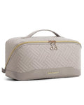 BAGSMART Makeup Bag Cosmetic Bag, Travel Makeup Bag,Water-resistent Makeup Bags for Women Portable Pouch Open Flat Make Up Organizer Case for Toiletries, Brushes, Tranquil Gray