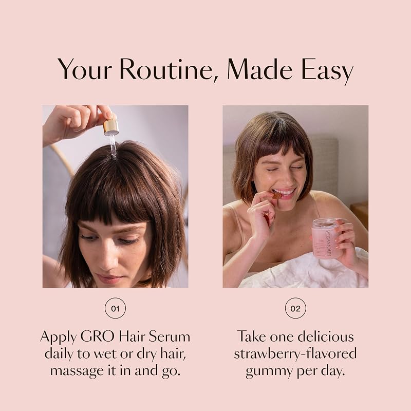 GRO Biotin Gummies with 5000 mcg Biotin - Strawberry Flavor, Vegan Hair, Skin & Nail Support, 30 Count