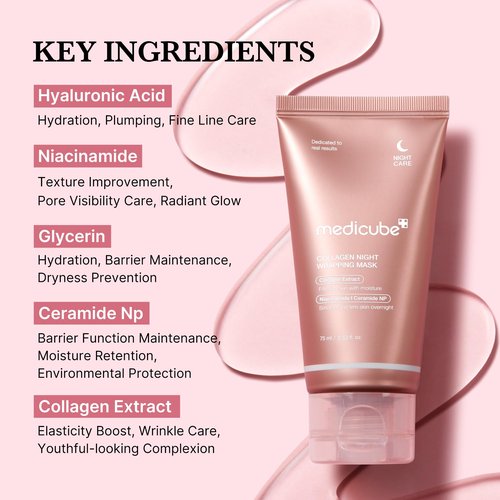 medicube Pore & Glow K-Viral Mask Set: Turmeric Overnight Wrapping Peel Off Mask and Collagen Overnight Wrapping Peel Off Facial Mask Pack and Zero Pore Blackhead Mud Facial Mask and Jelly Brush 1