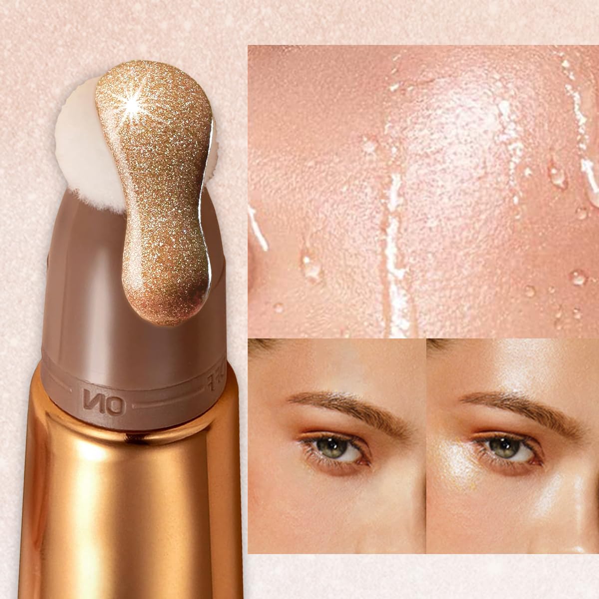 BARVENA Liquid Highlighter Wand，Liquid Highlighter Makeup Wand For Luminous, Glowing Skin, Buildable Formula, Vegan & Cruelty-Free Highlighter stick (Blooming Pink)